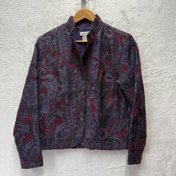 Vintage Coldwater Creek Tapestry Jacket Women Medium Purple Floral Sophisticated - Picture 1 of 13
